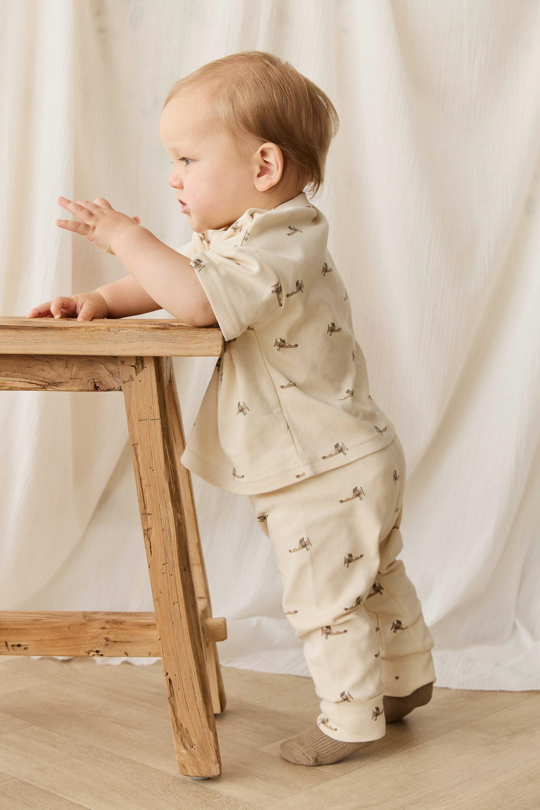 Pima Cotton Wesley Pant - Fly High Vanilla Cream Childrens Pant from Jamie Kay NZ