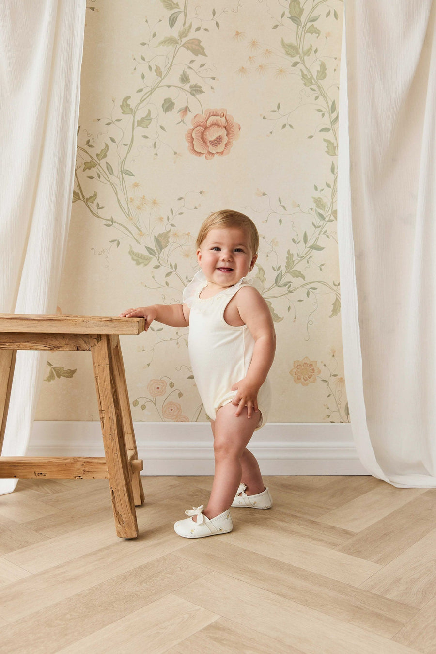 Adalyn Playsuit - Parchment Childrens Playsuit from Jamie Kay NZ