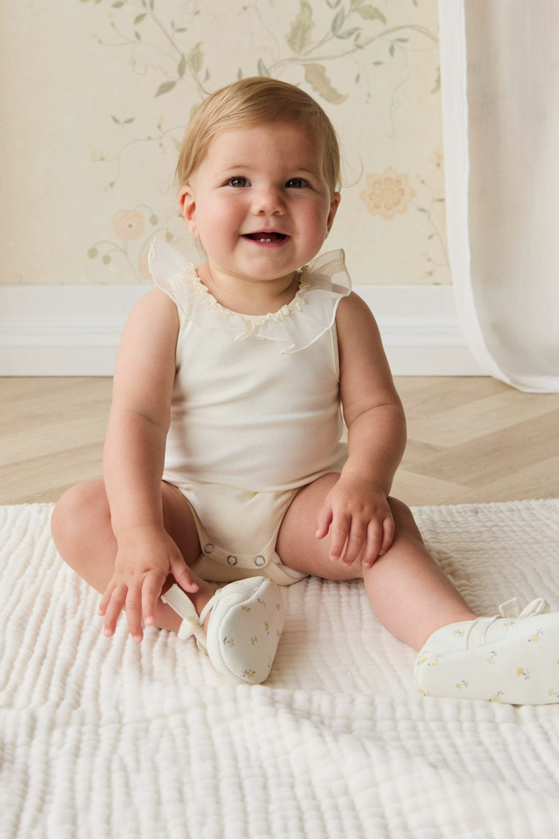 Adalyn Playsuit - Parchment Childrens Playsuit from Jamie Kay NZ