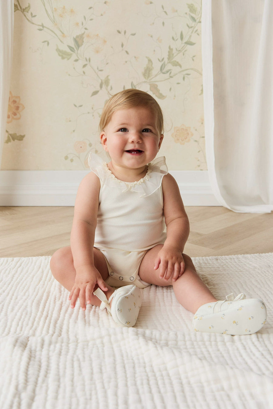 Adalyn Playsuit - Parchment Childrens Playsuit from Jamie Kay NZ