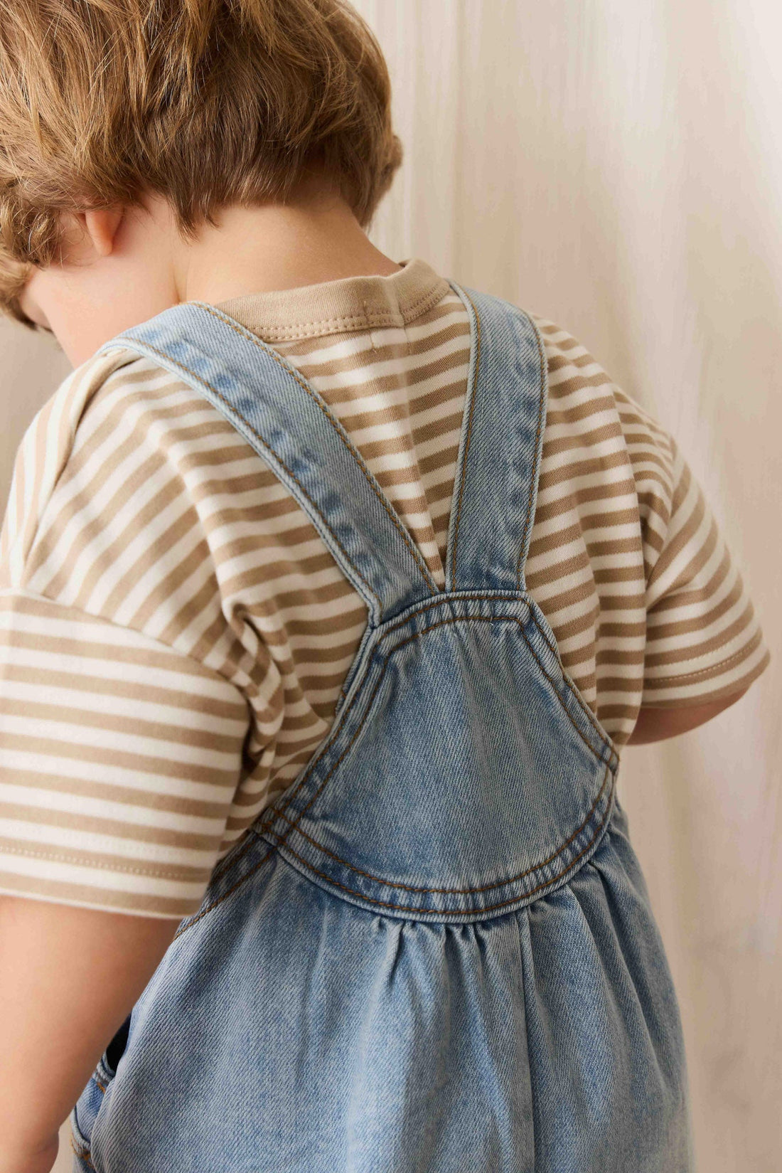 Pima Cotton Wesley Tee - Slim Stripe Brioche/Cloud Childrens Top from Jamie Kay NZ