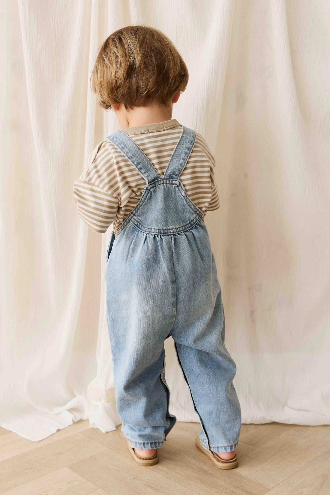 Pima Cotton Wesley Tee - Slim Stripe Brioche/Cloud Childrens Top from Jamie Kay NZ