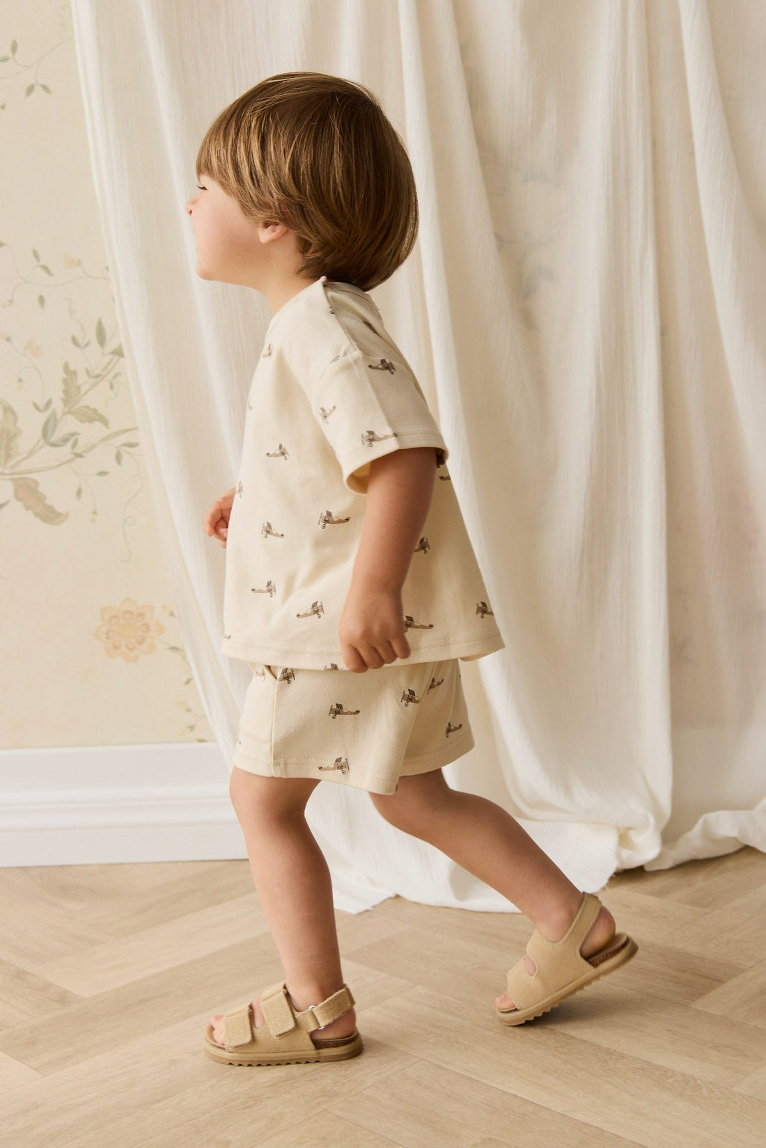 Pima Cotton Wesley Short - Fly High Vanilla Cream Childrens Short from Jamie Kay NZ