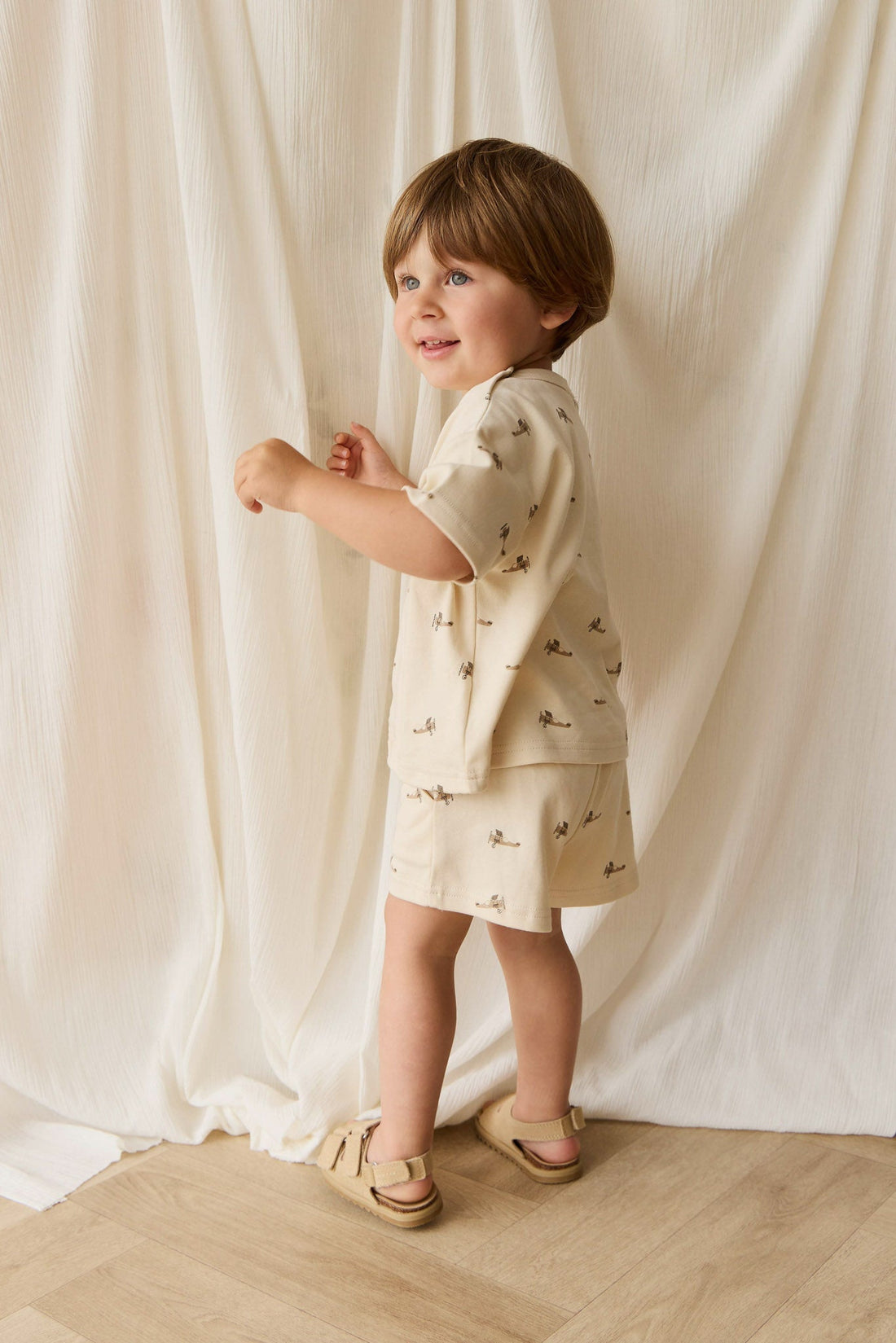 Pima Cotton Wesley Short - Fly High Vanilla Cream Childrens Short from Jamie Kay NZ