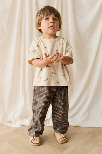 Organic Cotton Kingston Pant - Coffee Grid Childrens Pant from Jamie Kay NZ