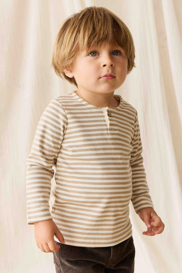 Pima Cotton Shae Top - Slim Stripe Brioche/Cloud Childrens Top from Jamie Kay NZ