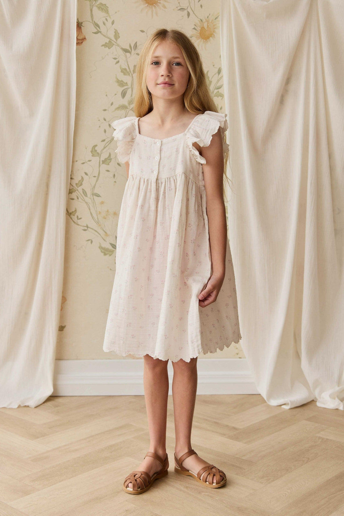 Organic Cotton Muslin Annalise Dress - Pauline Pink Childrens Dress from Jamie Kay NZ