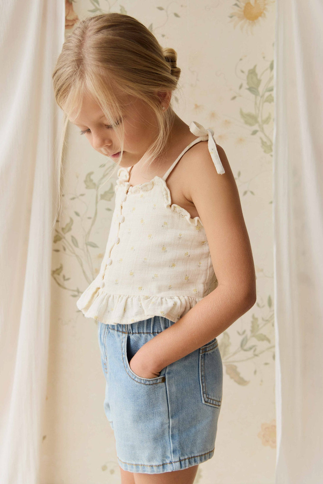 Organic Cotton Muslin Mirabel Top - Vintage Ditsy Childrens Top from Jamie Kay NZ