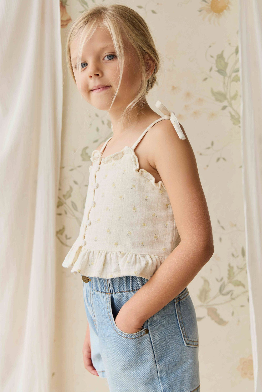 Organic Cotton Muslin Mirabel Top - Vintage Ditsy Childrens Top from Jamie Kay NZ