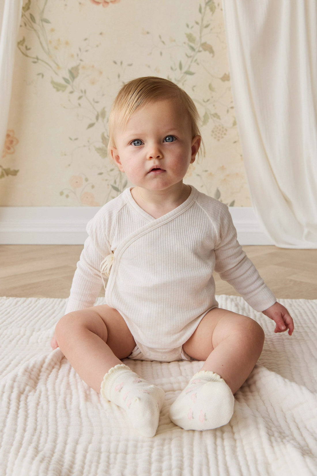 Organic Cotton Modal Marina Long Sleeve Bodysuit - Icing Marle Childrens Bodysuit from Jamie Kay NZ