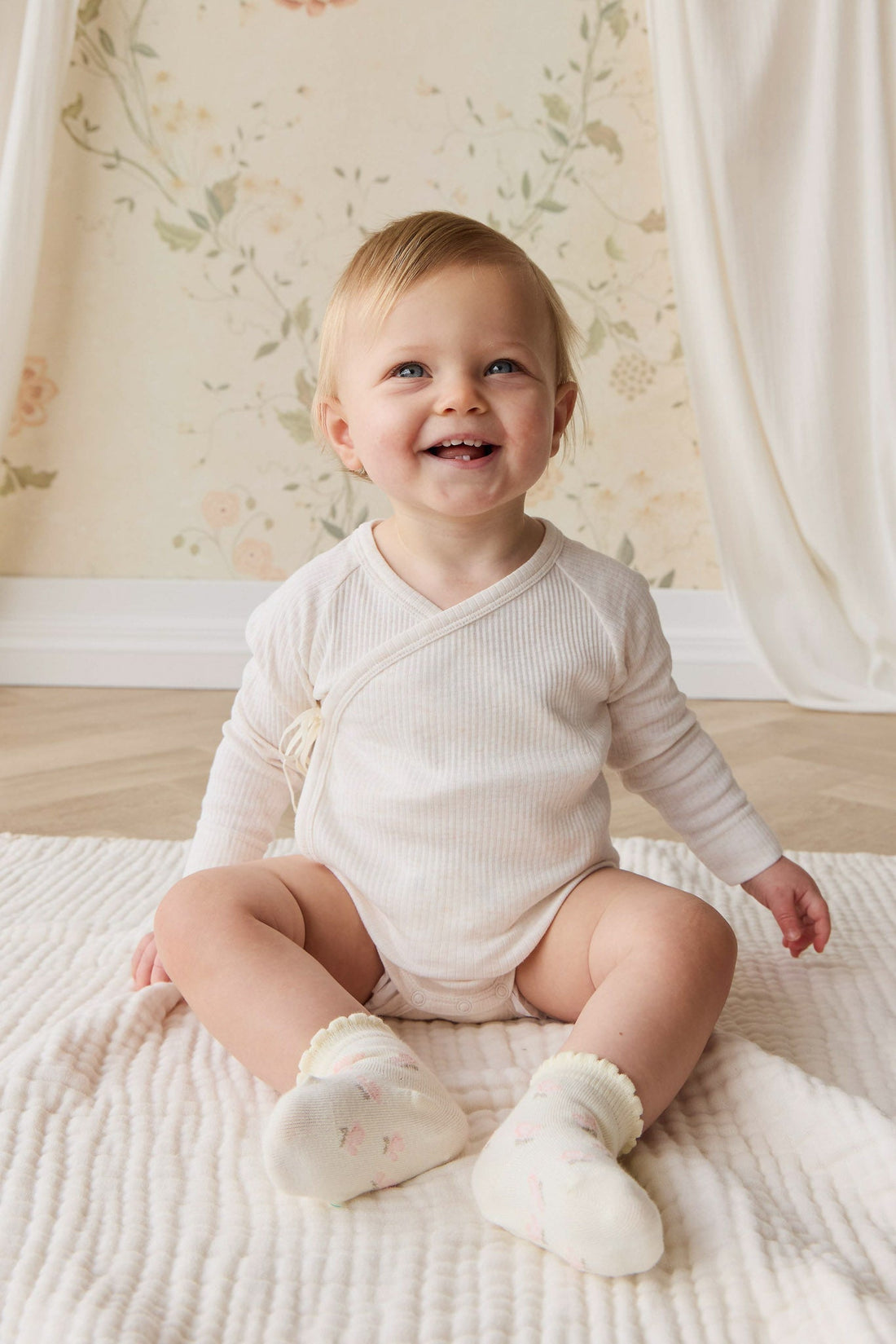 Organic Cotton Modal Marina Long Sleeve Bodysuit - Icing Marle Childrens Bodysuit from Jamie Kay NZ