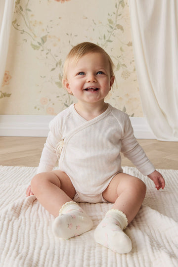 Organic Cotton Modal Marina Long Sleeve Bodysuit - Icing Marle Childrens Bodysuit from Jamie Kay NZ