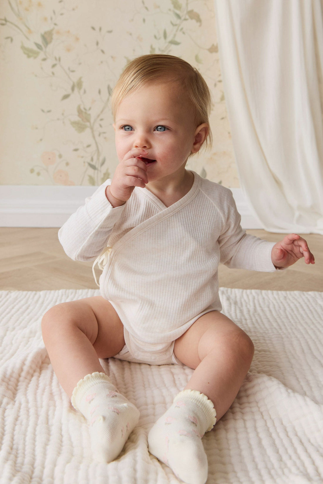 Organic Cotton Modal Marina Long Sleeve Bodysuit - Icing Marle Childrens Bodysuit from Jamie Kay NZ
