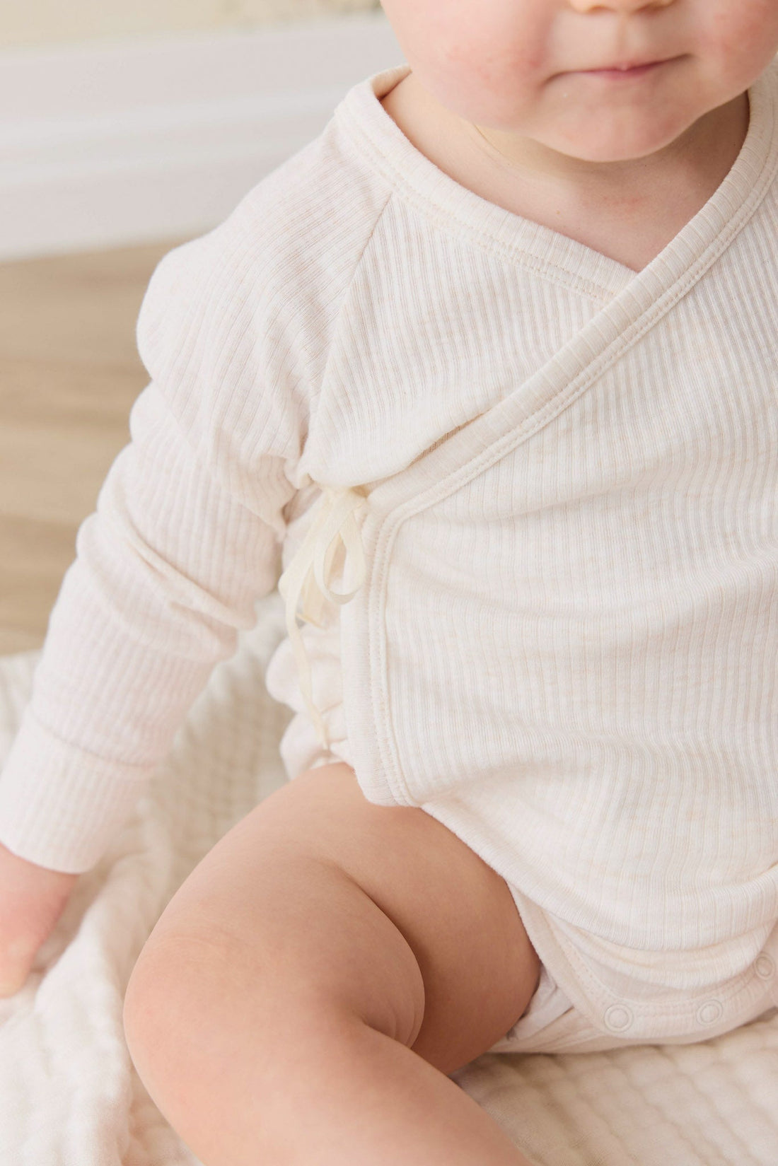 Organic Cotton Modal Marina Long Sleeve Bodysuit - Icing Marle Childrens Bodysuit from Jamie Kay NZ