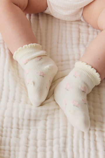 Maya Jacquard Sock - Egret Childrens Sock from Jamie Kay NZ