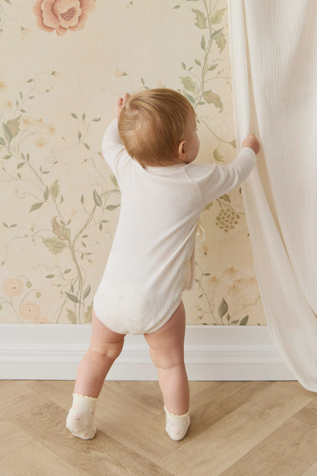 Organic Cotton Modal Marina Long Sleeve Bodysuit - Icing Marle Childrens Bodysuit from Jamie Kay NZ