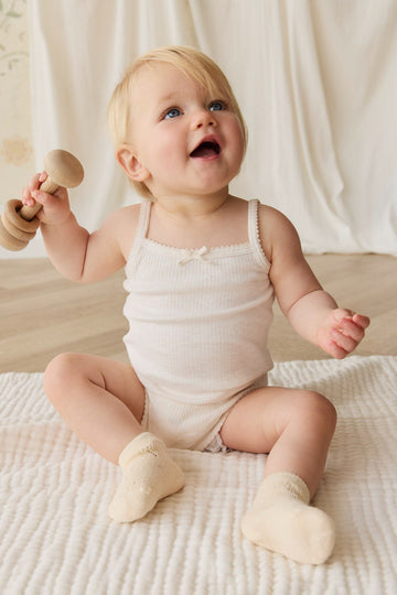 Organic Cotton Modal Singlet Bodysuit - Parchment Childrens Bodysuit from Jamie Kay NZ