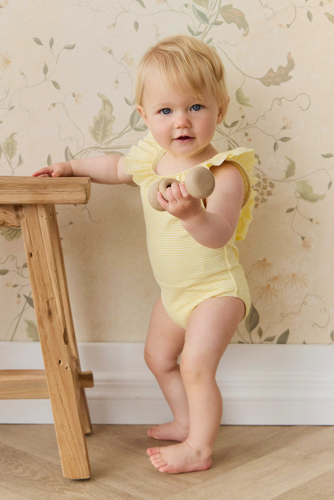 Emmeline Swimsuit - Camomile Stripe Childrens Swimwear from Jamie Kay NZ