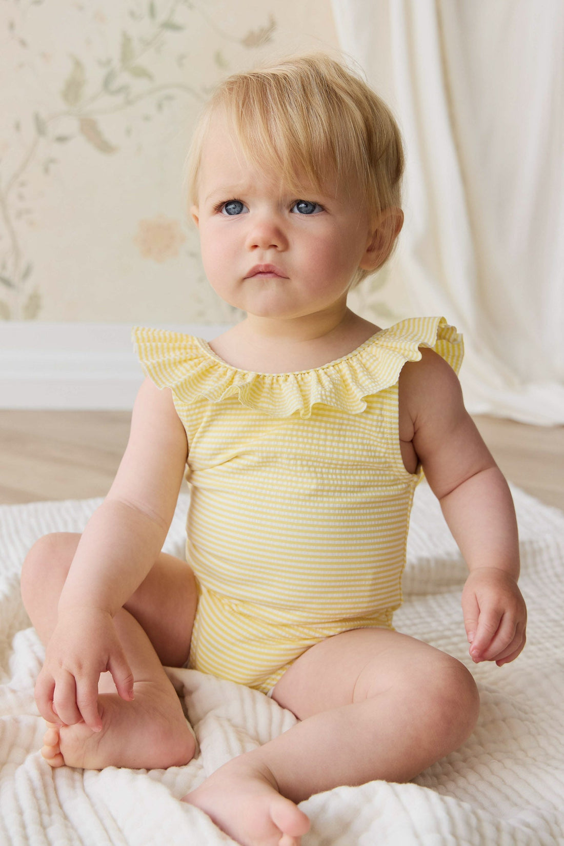 Emmeline Swimsuit - Camomile Stripe Childrens Swimwear from Jamie Kay NZ