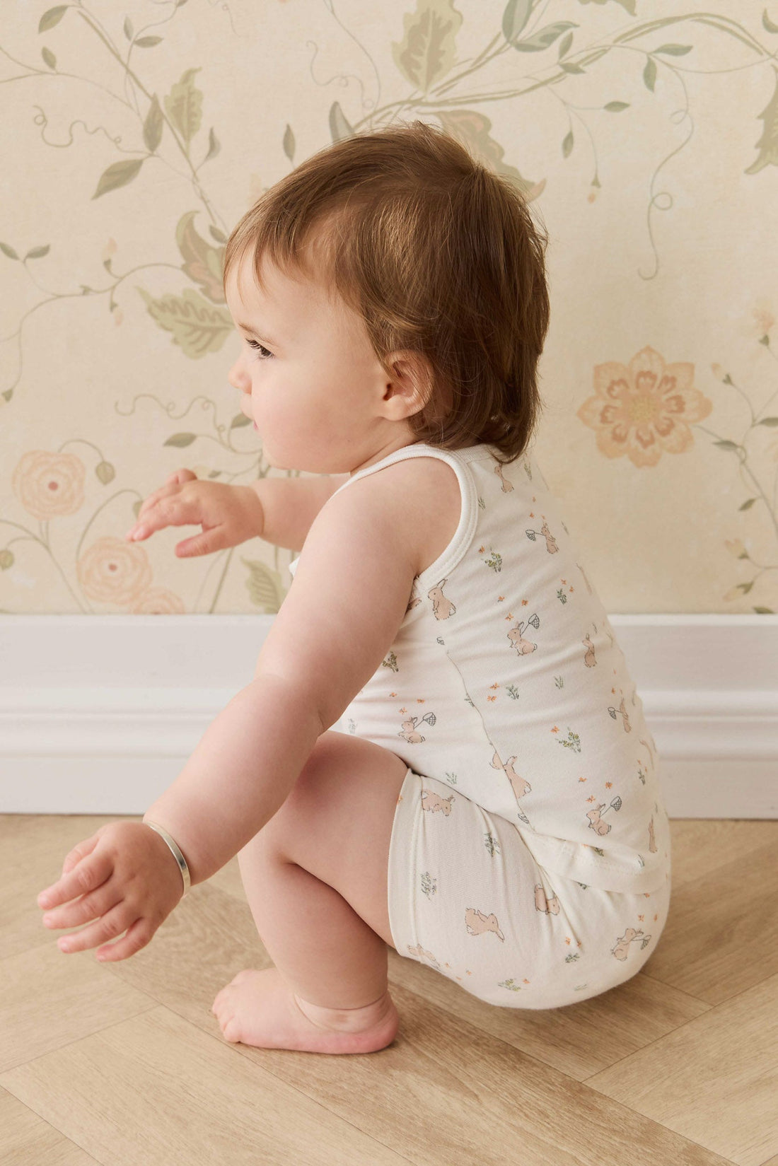 Organic Cotton Jolie Singlet Pyjama Set - Lapin Jardin Crisp Childrens Pyjama from Jamie Kay NZ