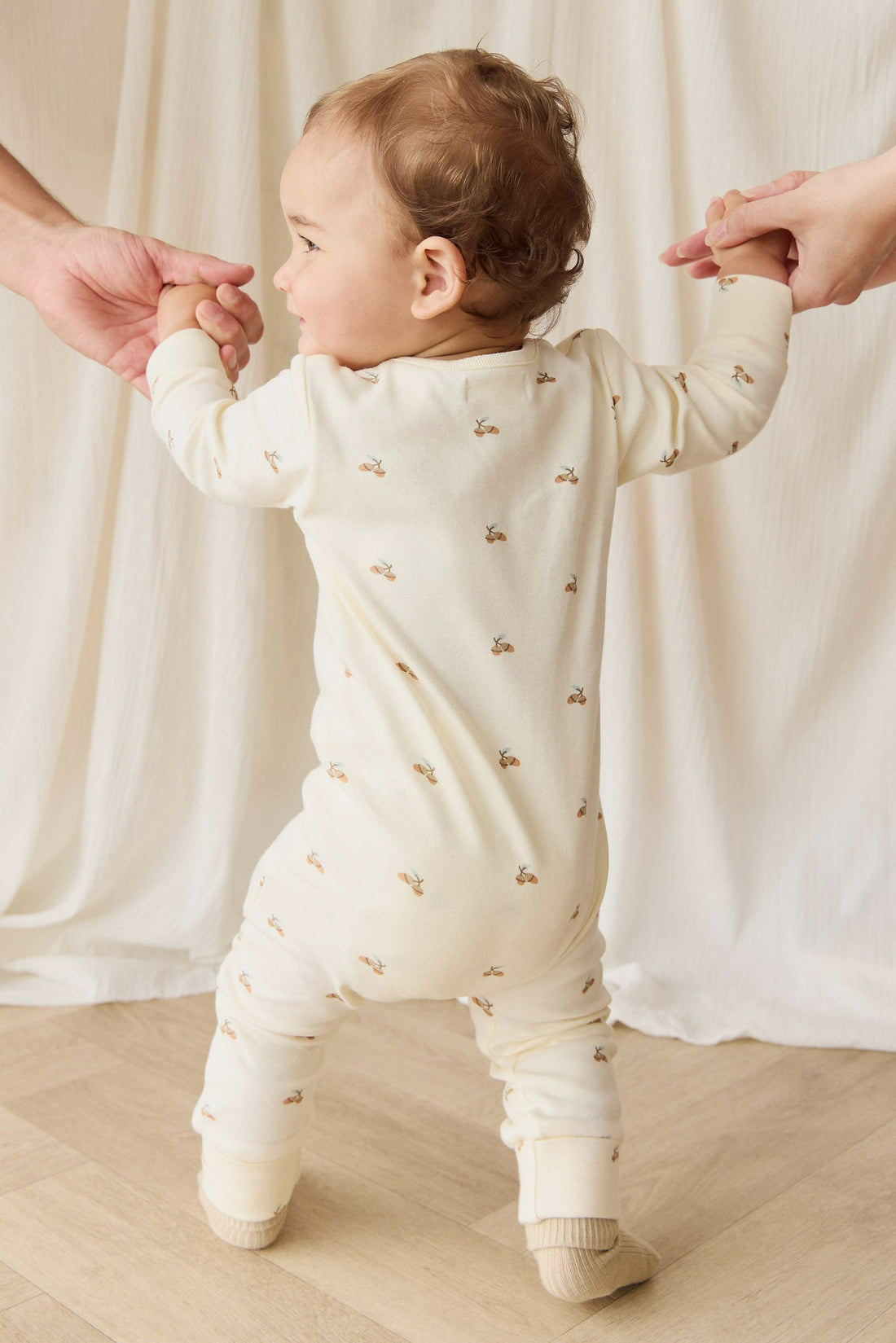 Organic Cotton Reese Zip Onepiece - Forest Night Acorns Childrens Onepiece from Jamie Kay NZ