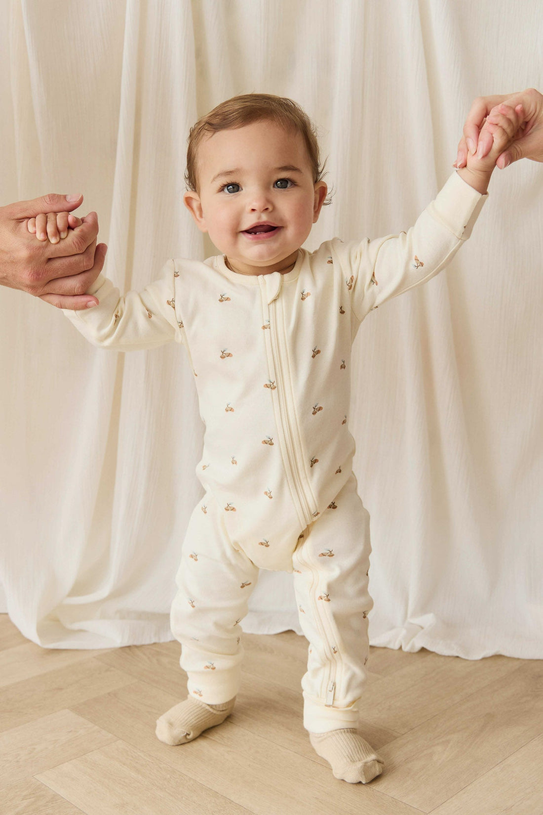 Organic Cotton Reese Zip Onepiece - Forest Night Acorns Childrens Onepiece from Jamie Kay NZ