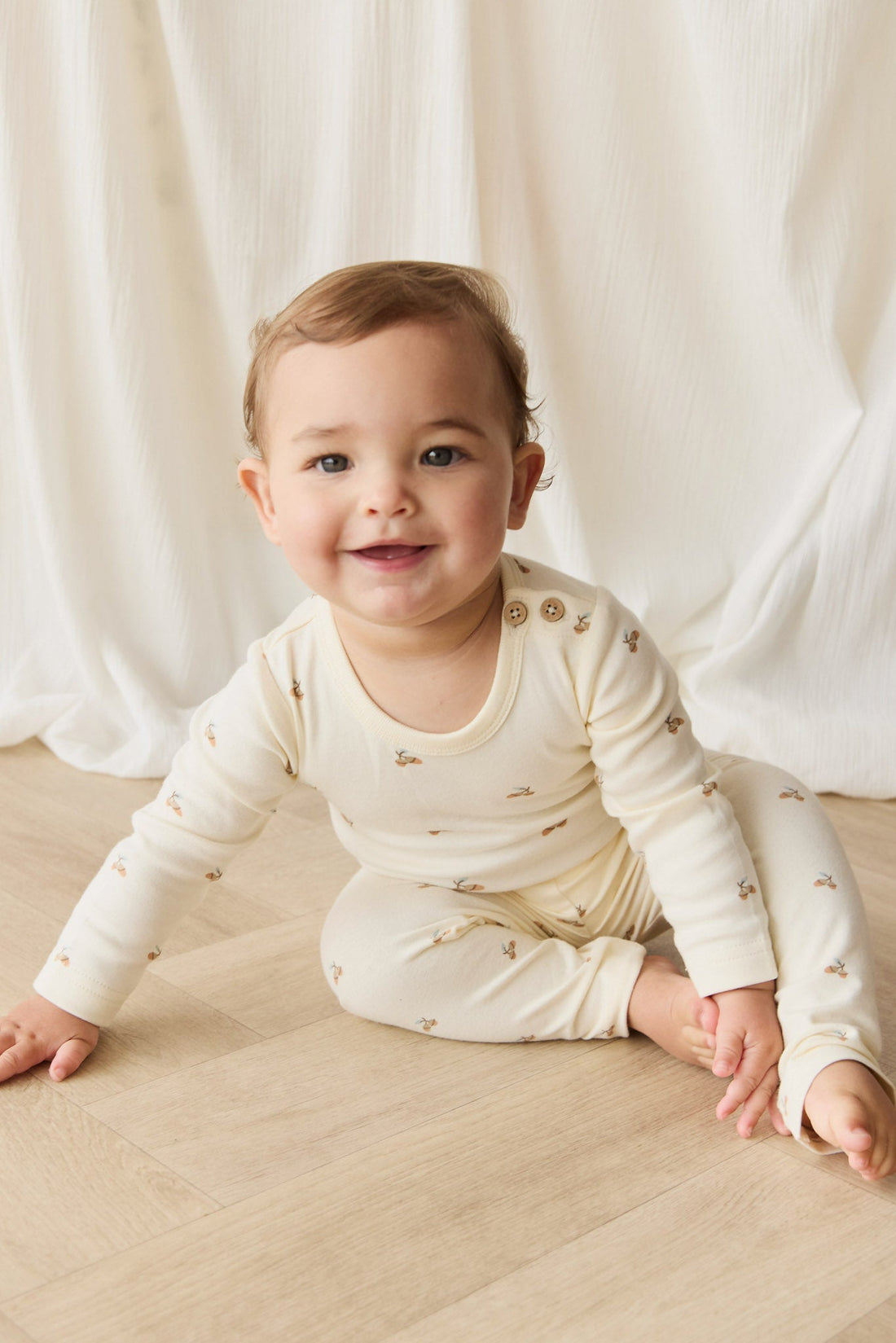 Organic Cotton Fernley Bodysuit - Forest Night Acorns Childrens Bodysuit from Jamie Kay NZ