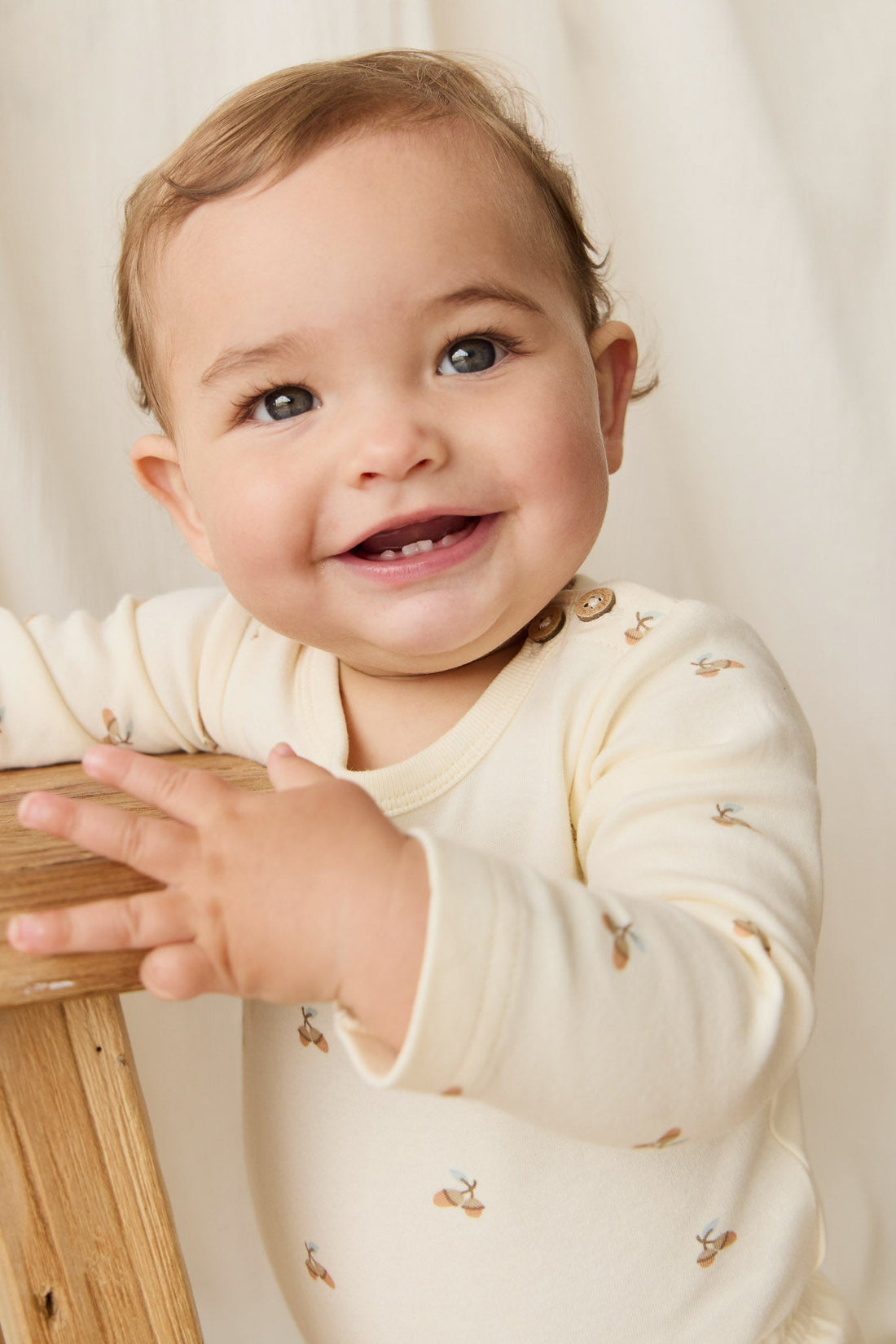 Organic Cotton Fernley Bodysuit - Forest Night Acorns Childrens Bodysuit from Jamie Kay NZ