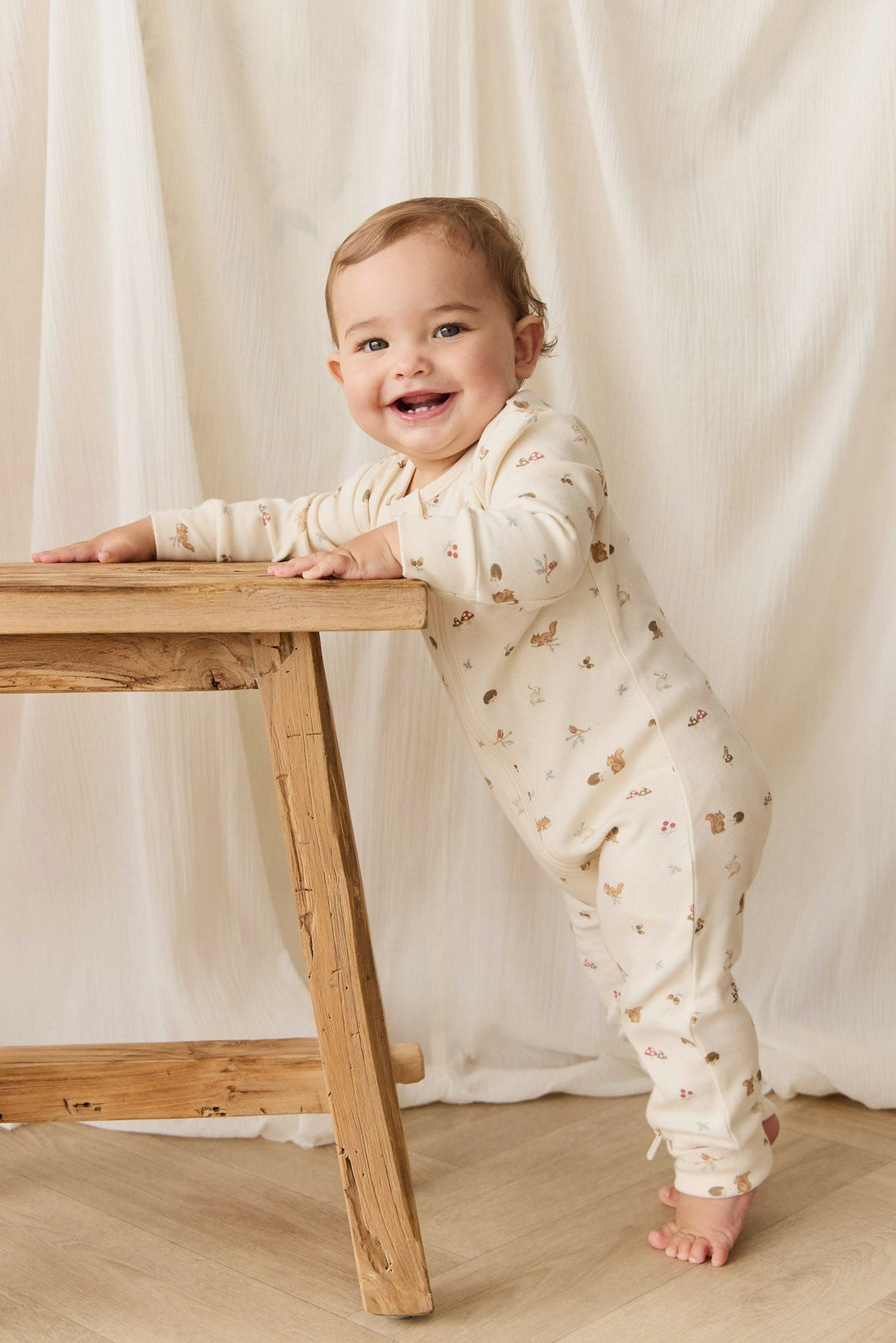 Organic Cotton Reese Zip Onepiece - Forest Gathering Childrens Onepiece from Jamie Kay NZ