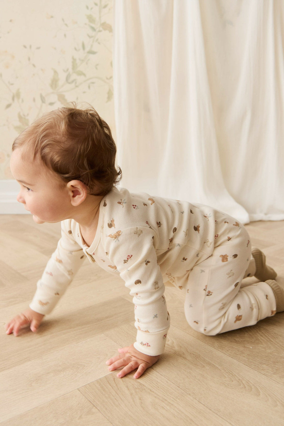 Organic Cotton Reese Zip Onepiece - Forest Gathering Childrens Onepiece from Jamie Kay NZ