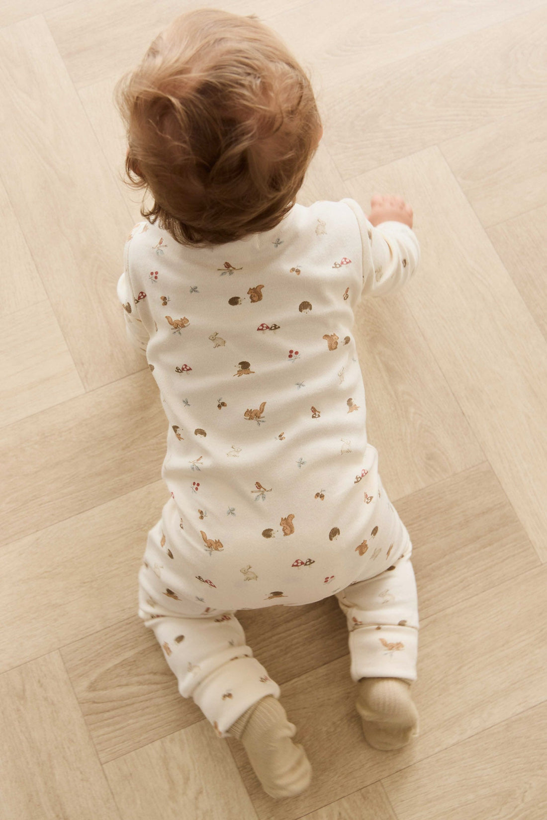 Organic Cotton Reese Zip Onepiece - Forest Gathering Childrens Onepiece from Jamie Kay NZ