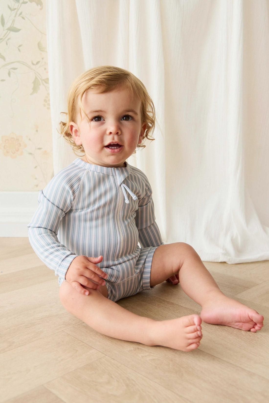 Florian Zip Swimsuit - Variegated Stripe Cenote Childrens Swimwear from Jamie Kay NZ