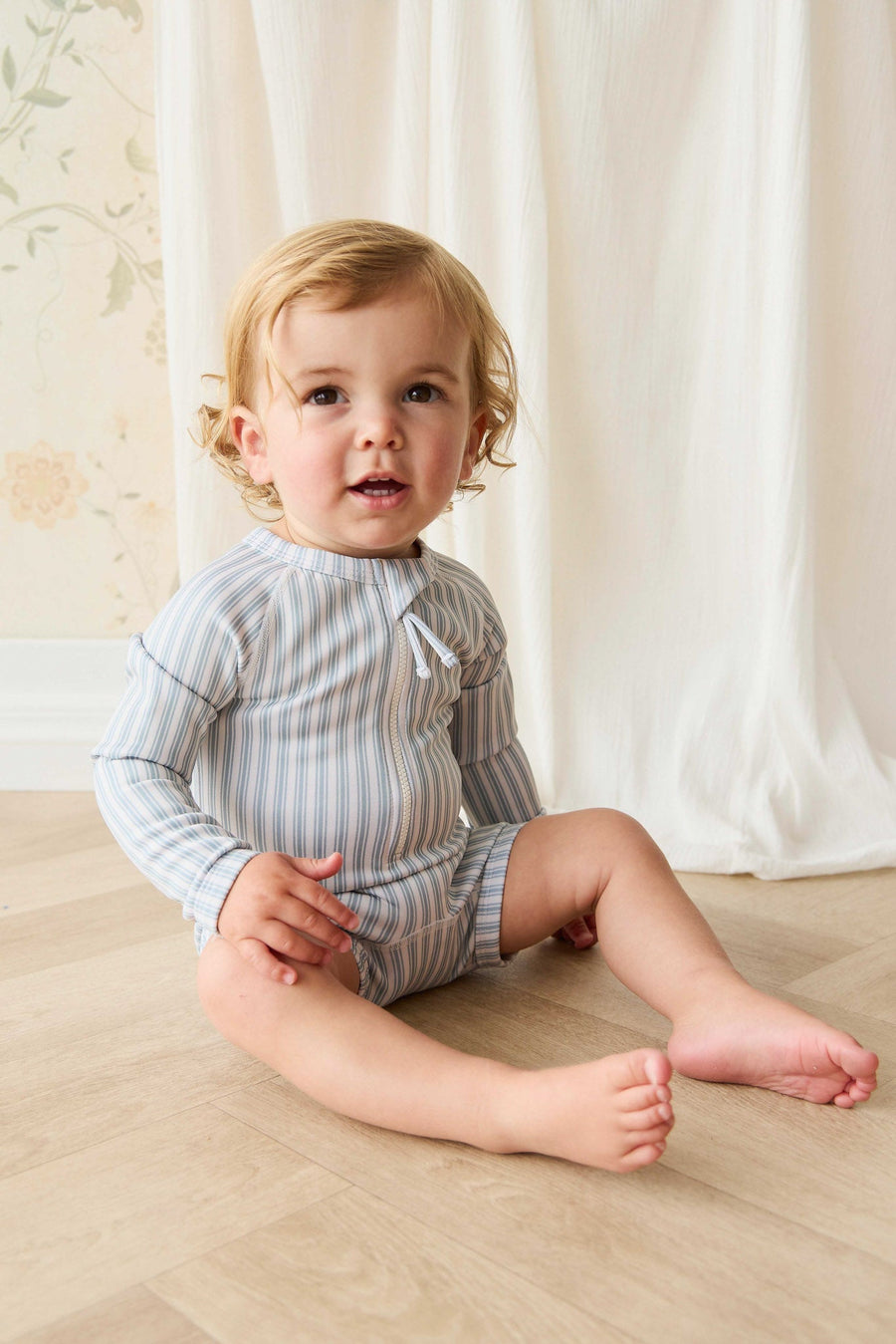 Florian Zip Swimsuit - Variegated Stripe Cenote Childrens Swimwear from Jamie Kay NZ