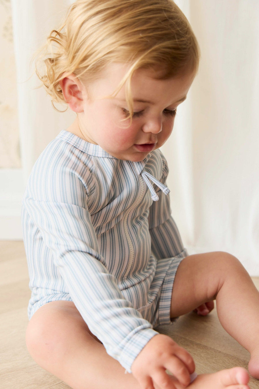 Florian Zip Swimsuit - Variegated Stripe Cenote Childrens Swimwear from Jamie Kay NZ