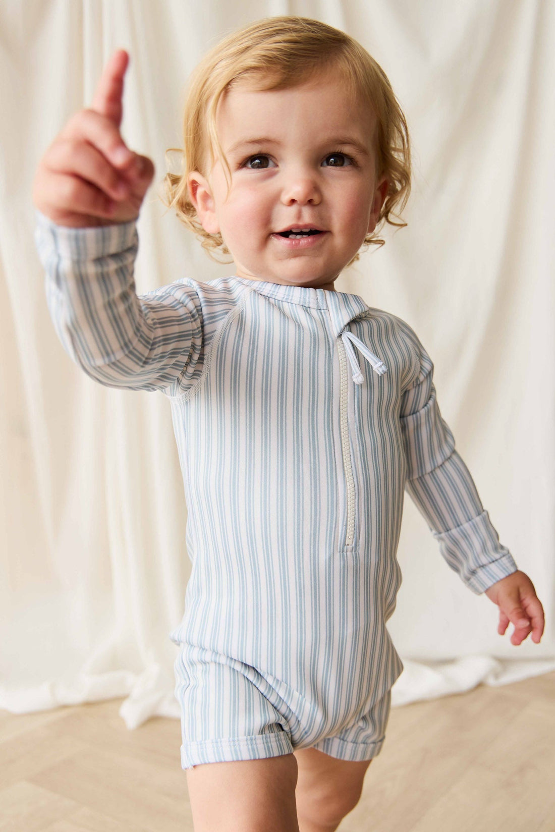 Florian Zip Swimsuit - Variegated Stripe Cenote Childrens Swimwear from Jamie Kay NZ