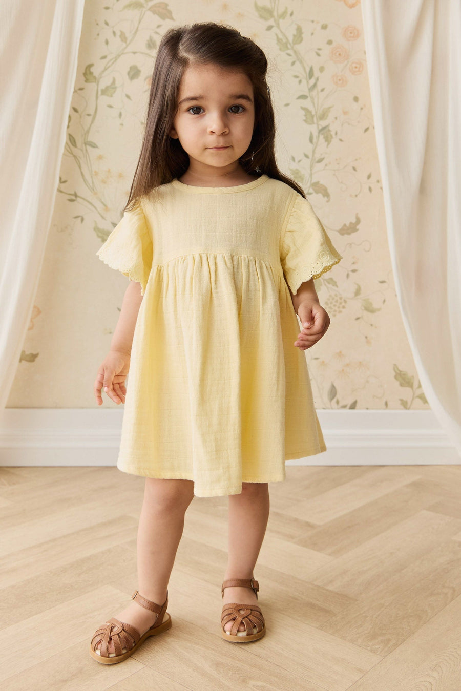 Organic Cotton Muslin Phillipa Dress - Sunshine Childrens Dress from Jamie Kay NZ