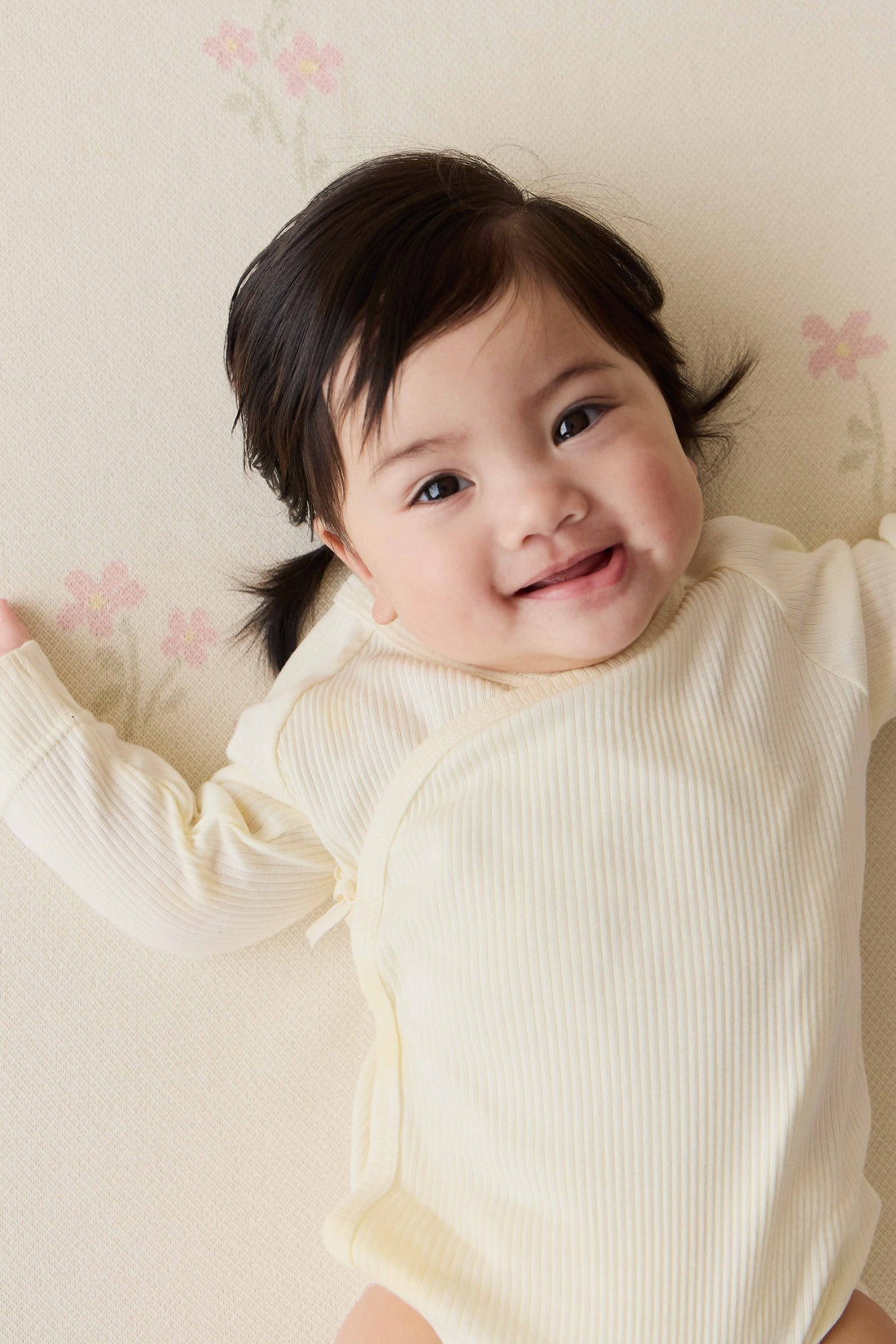 Organic Cotton Modal Marina Long Sleeve Bodysuit - Parchment Childrens Bodysuit from Jamie Kay NZ