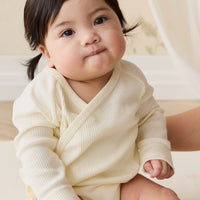 Organic Cotton Modal Marina Long Sleeve Bodysuit - Parchment Childrens Bodysuit from Jamie Kay NZ