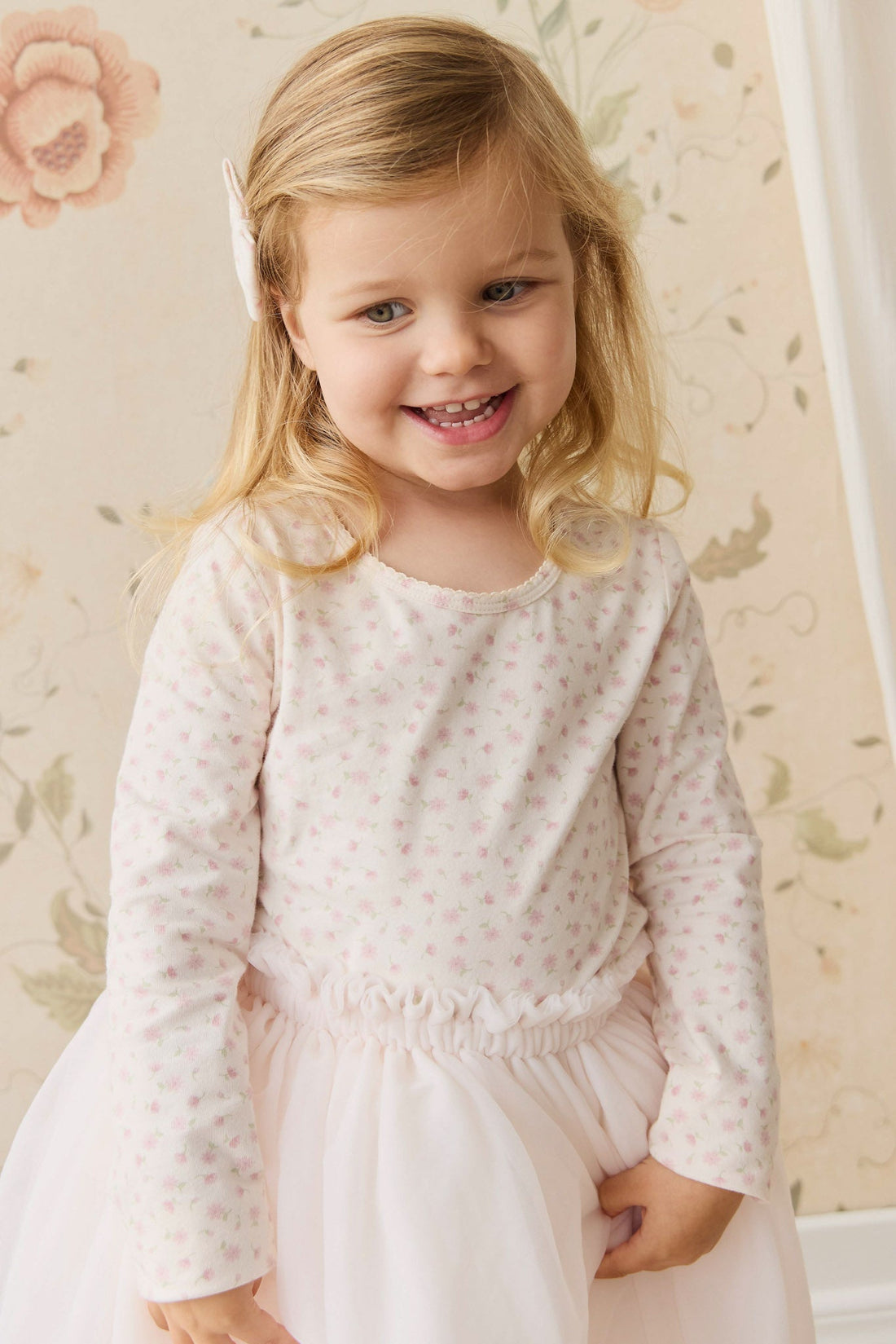Organic Cotton Long Sleeve Top - Victoria Blush Childrens Top from Jamie Kay NZ
