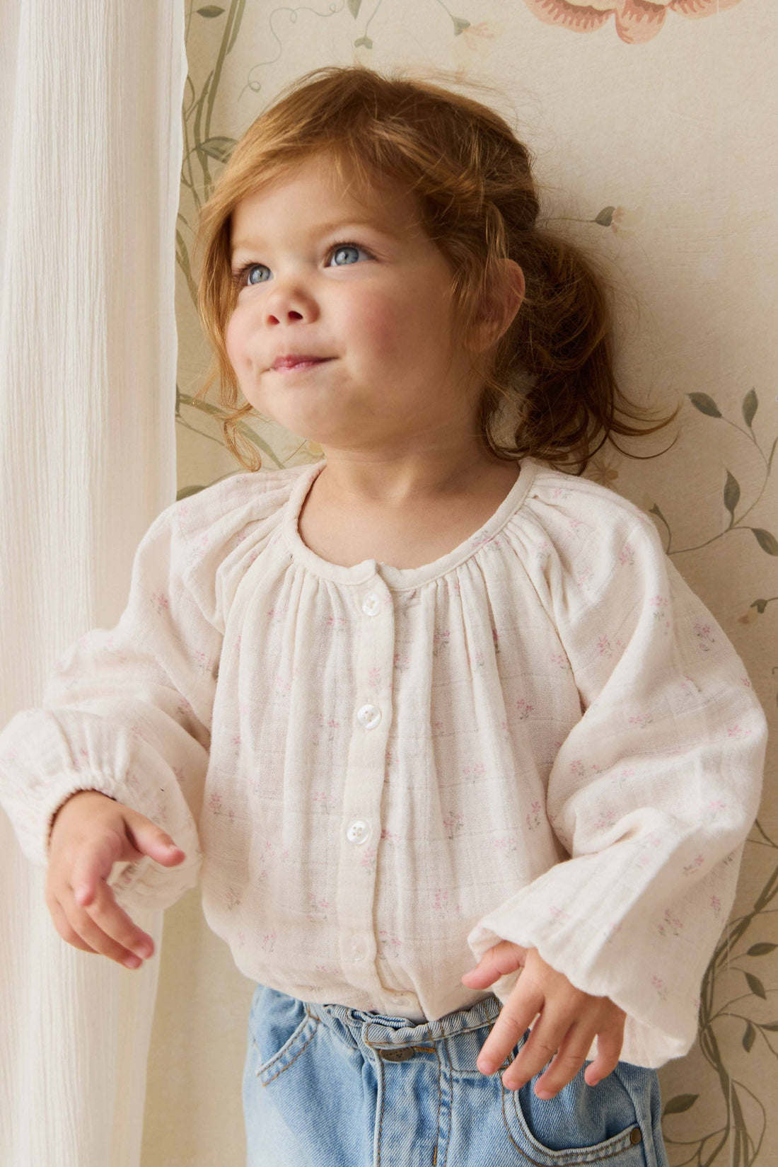 Organic Cotton Muslin Heather Blouse - Pauline Pink Childrens Top from Jamie Kay NZ