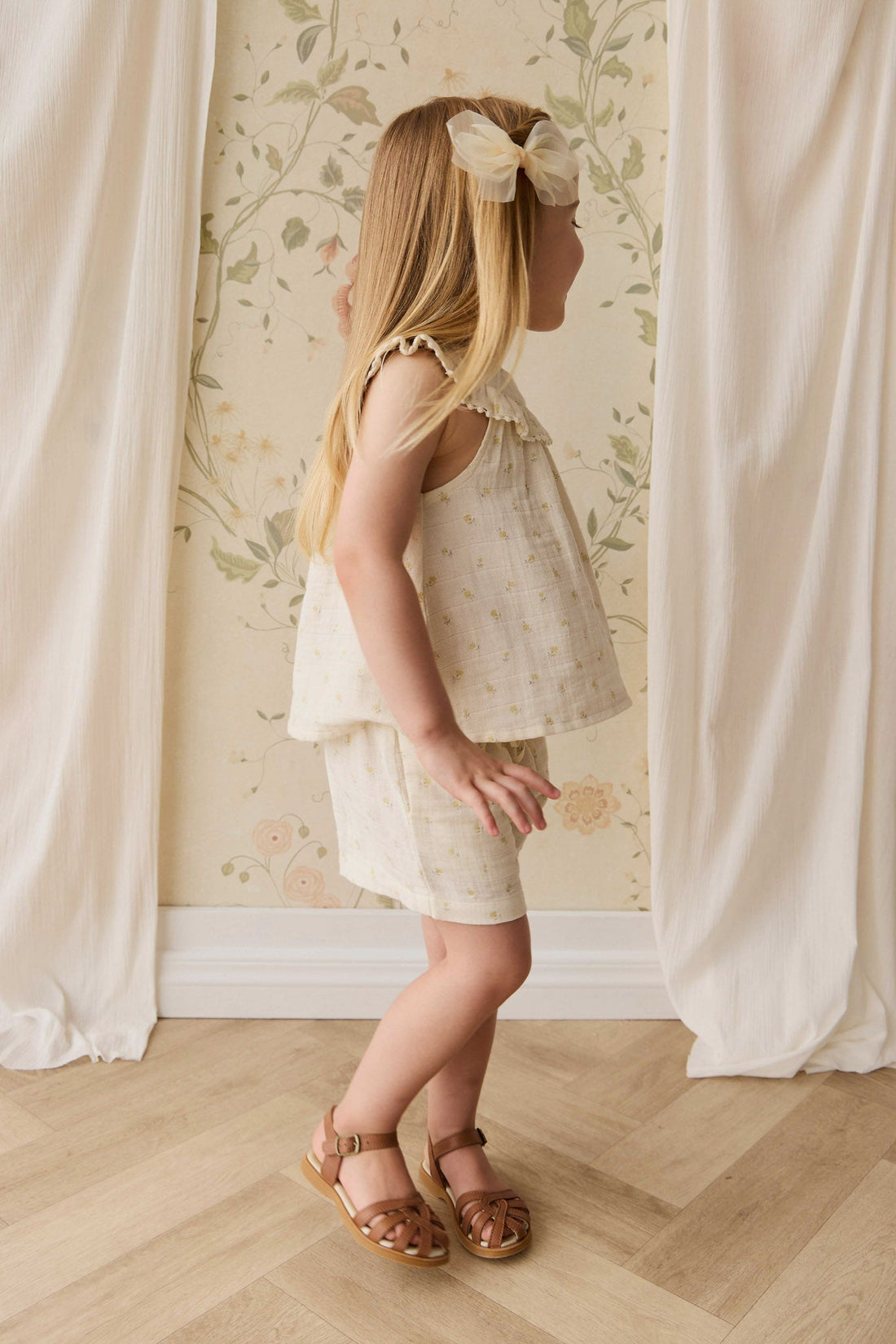 Organic Cotton Muslin Emelia Short - Vintage Ditsy Childrens Short from Jamie Kay NZ