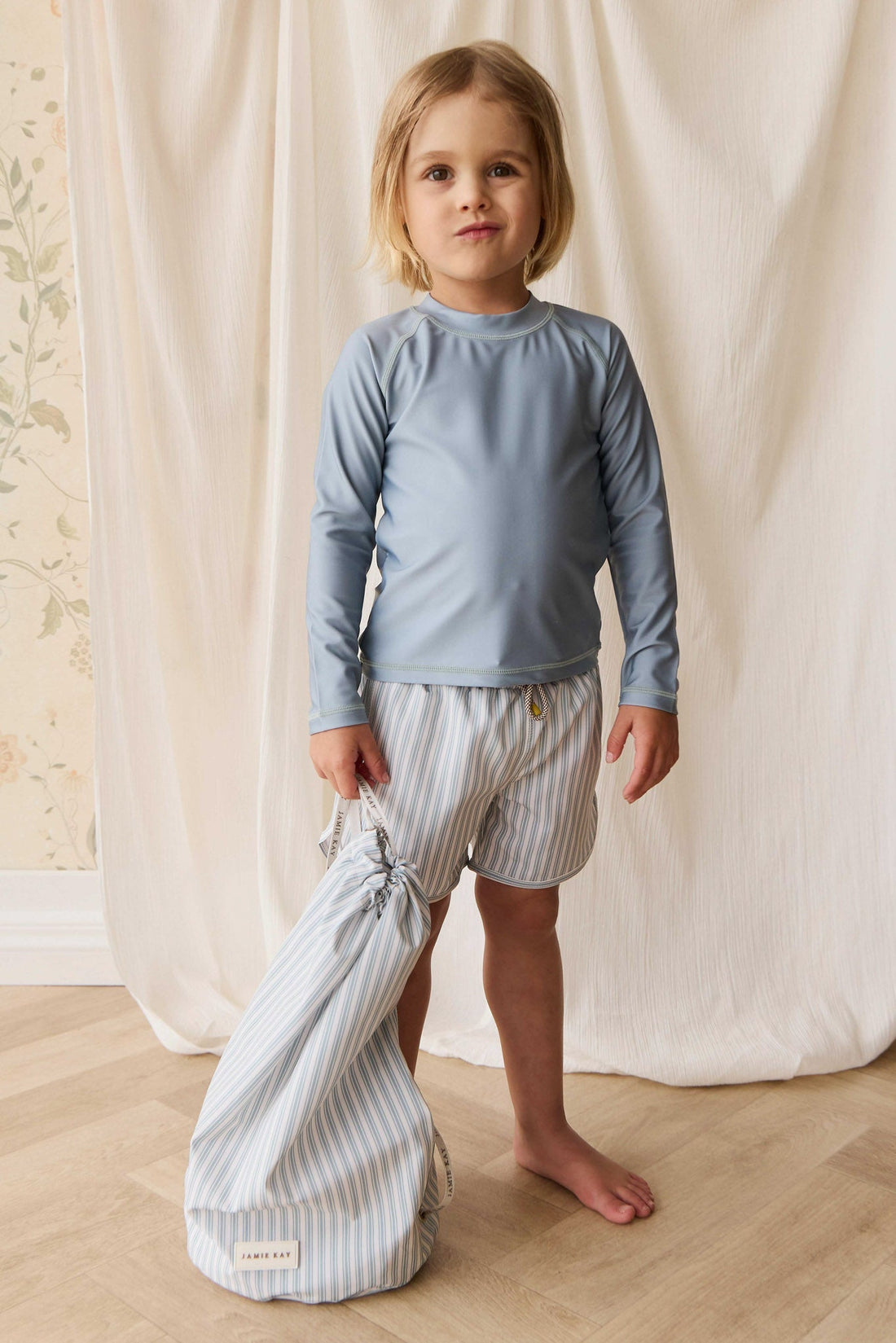 Declan Board Short - Variegated Stripe Cenote Childrens Swimwear from Jamie Kay NZ