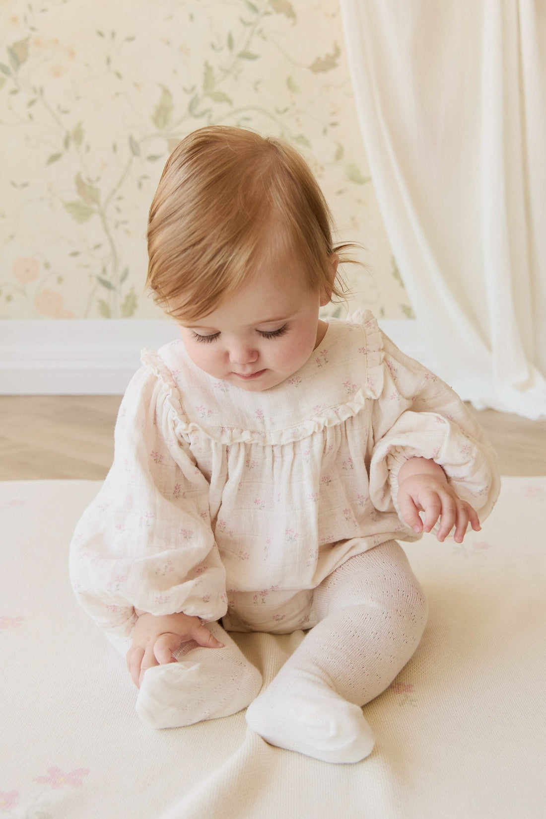 Organic Cotton Muslin Frances Playsuit - Pauline Pink Childrens Playsuit from Jamie Kay NZ