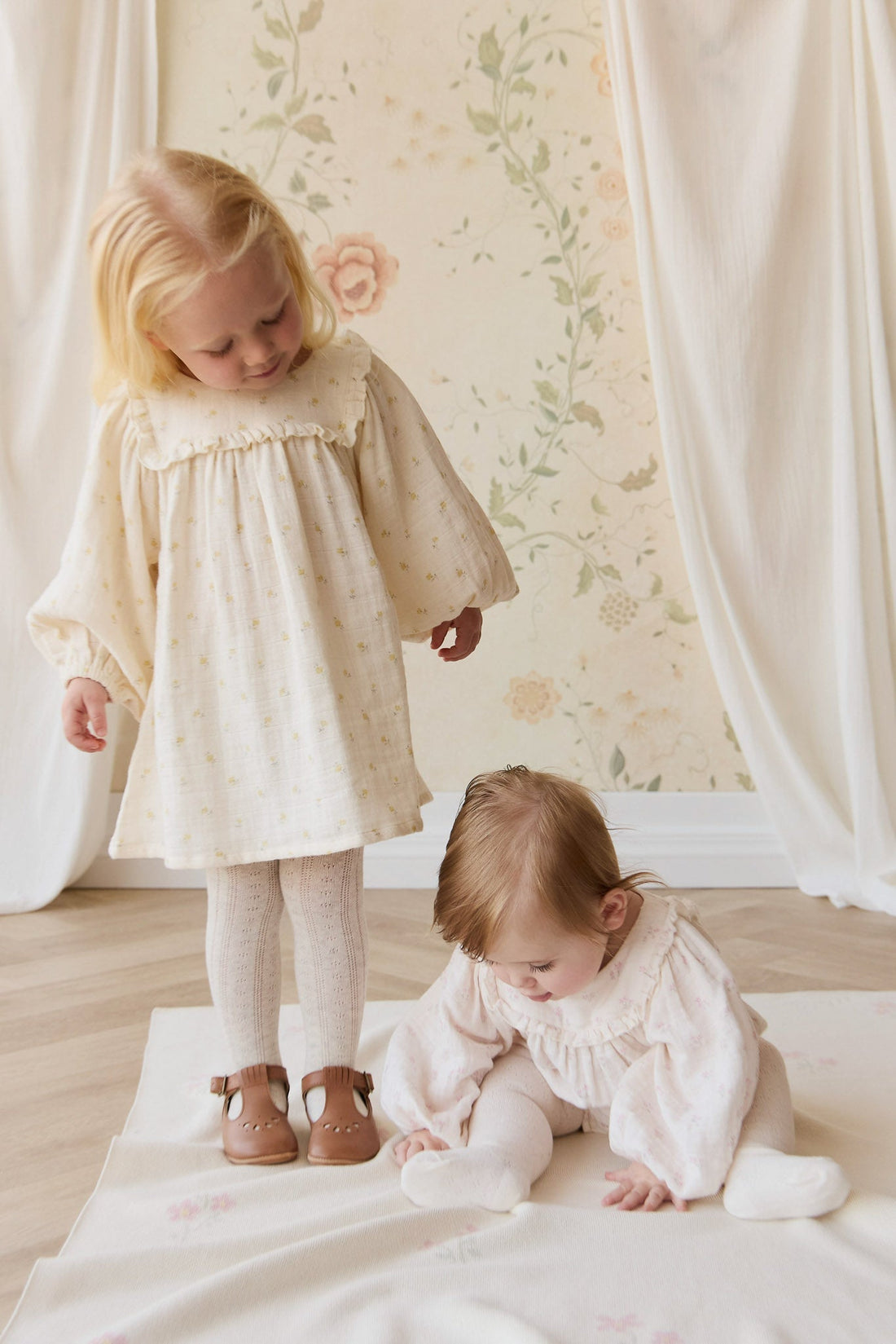 Organic Cotton Muslin Amira Dress - Vintage Ditsy Childrens Dress from Jamie Kay NZ