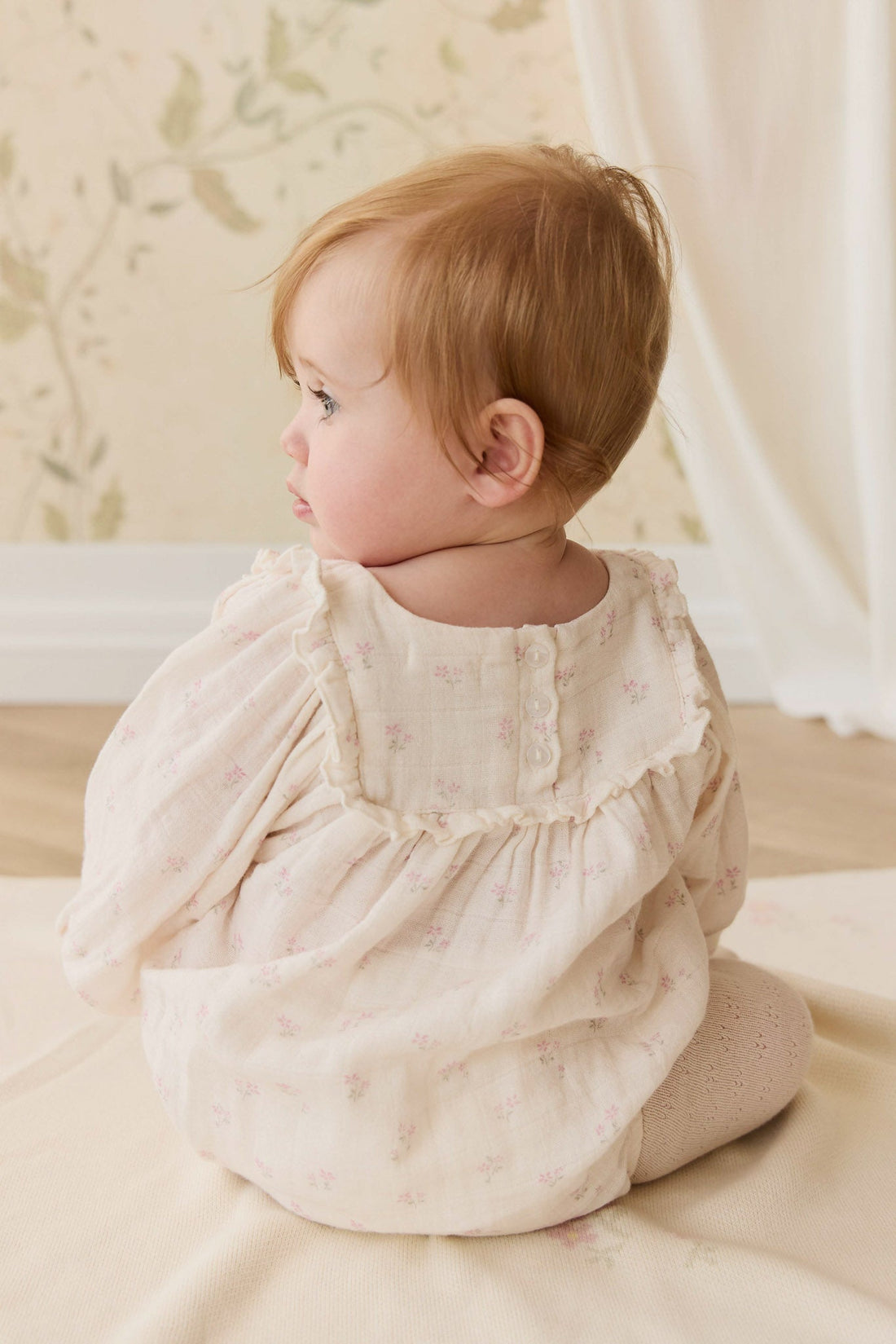 Organic Cotton Muslin Frances Playsuit - Pauline Pink Childrens Playsuit from Jamie Kay NZ