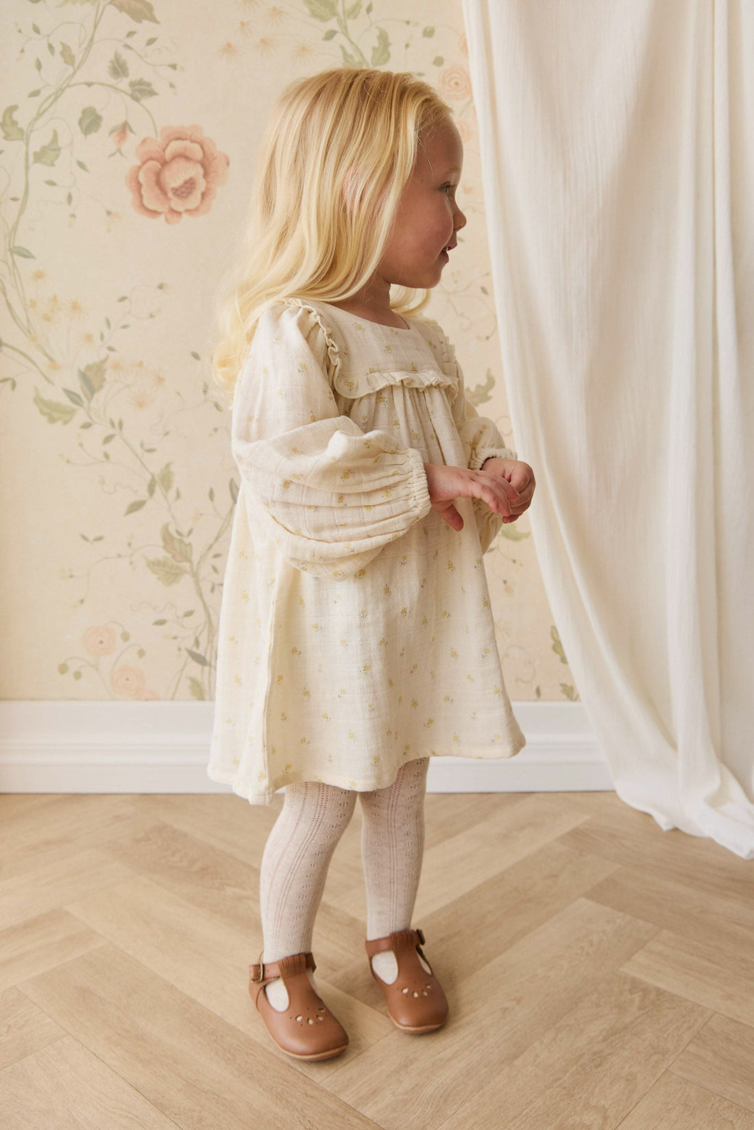Organic Cotton Muslin Amira Dress - Vintage Ditsy Childrens Dress from Jamie Kay NZ