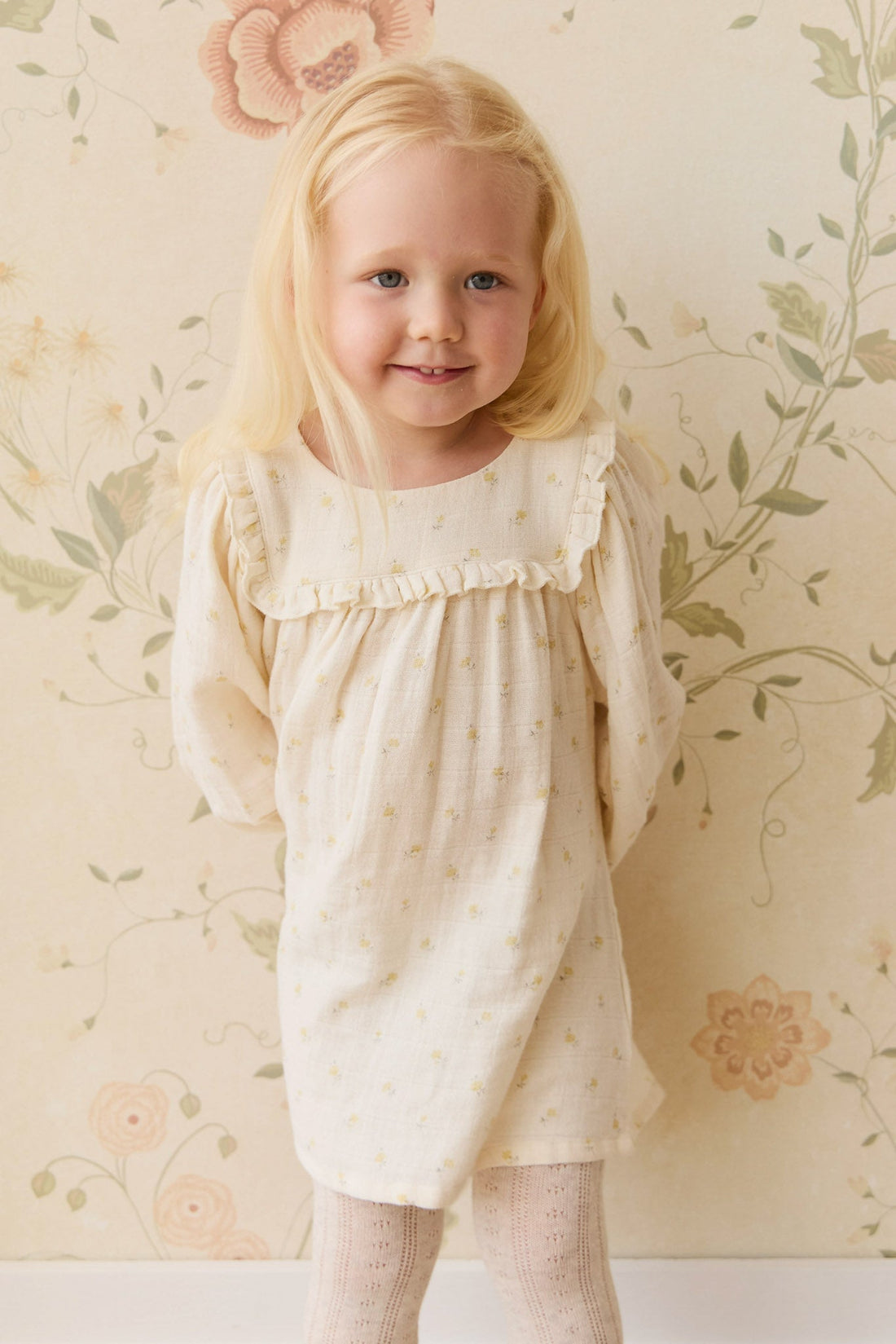 Organic Cotton Muslin Amira Dress - Vintage Ditsy Childrens Dress from Jamie Kay NZ