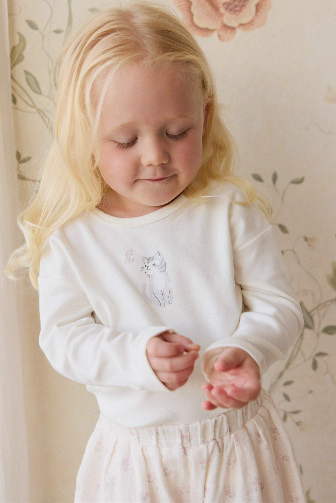 Pima Cotton Arnold Long Sleeve Top - Little Moon Parchment Childrens Top from Jamie Kay NZ