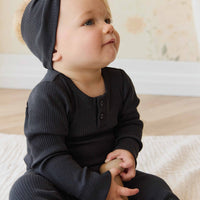Organic Cotton Modal Long Sleeve Bodysuit - Ebony Childrens Bodysuit from Jamie Kay NZ
