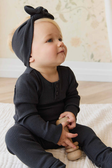 Organic Cotton Modal Long Sleeve Bodysuit - Ebony Childrens Bodysuit from Jamie Kay NZ